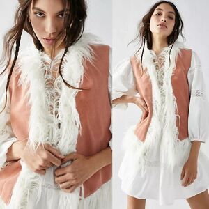 NWOT|Free People Indigo River Leather Vest, LARGE